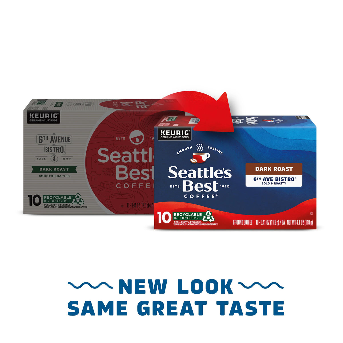 Steaming cup with smooth finish from Seattle's Best Coffee
