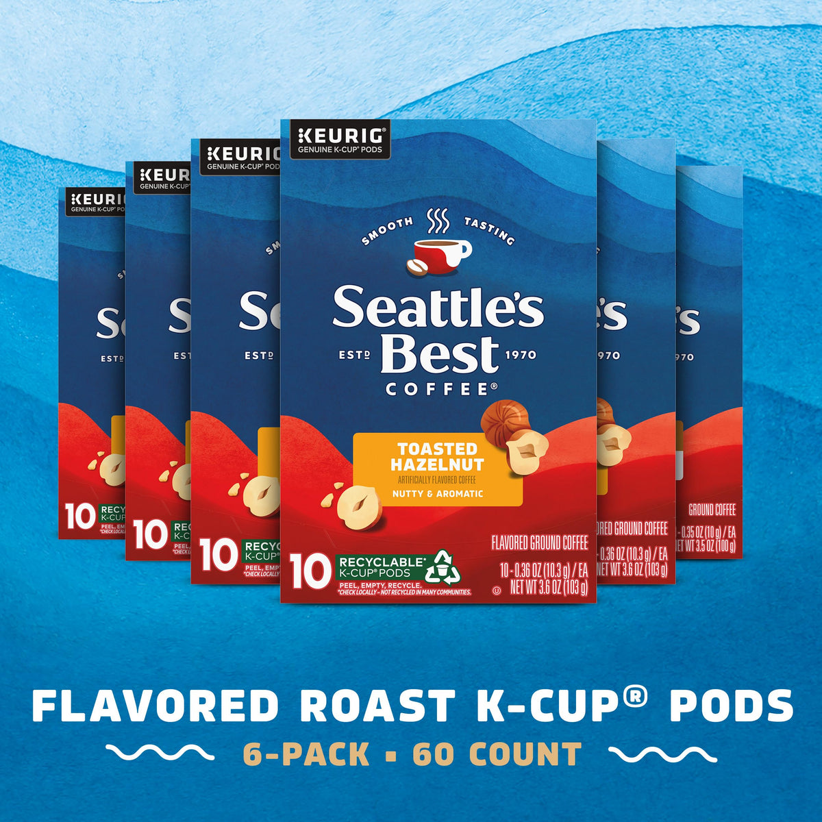 Seattle's Best Toasted Hazelnut pods 60-count highlight convenient single-serve brew.