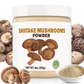 SEAYOFA 9oz shiitake powder jar front view for pantry umami
