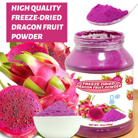 SEAYOFA dragon fruit powder close-up highlights rich texture and pigment detail.