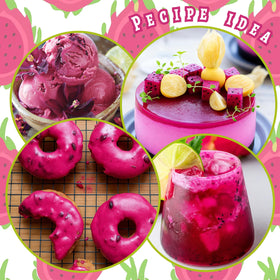 SEAYOFA dragon fruit powder provides bright natural color for food coloring uses.