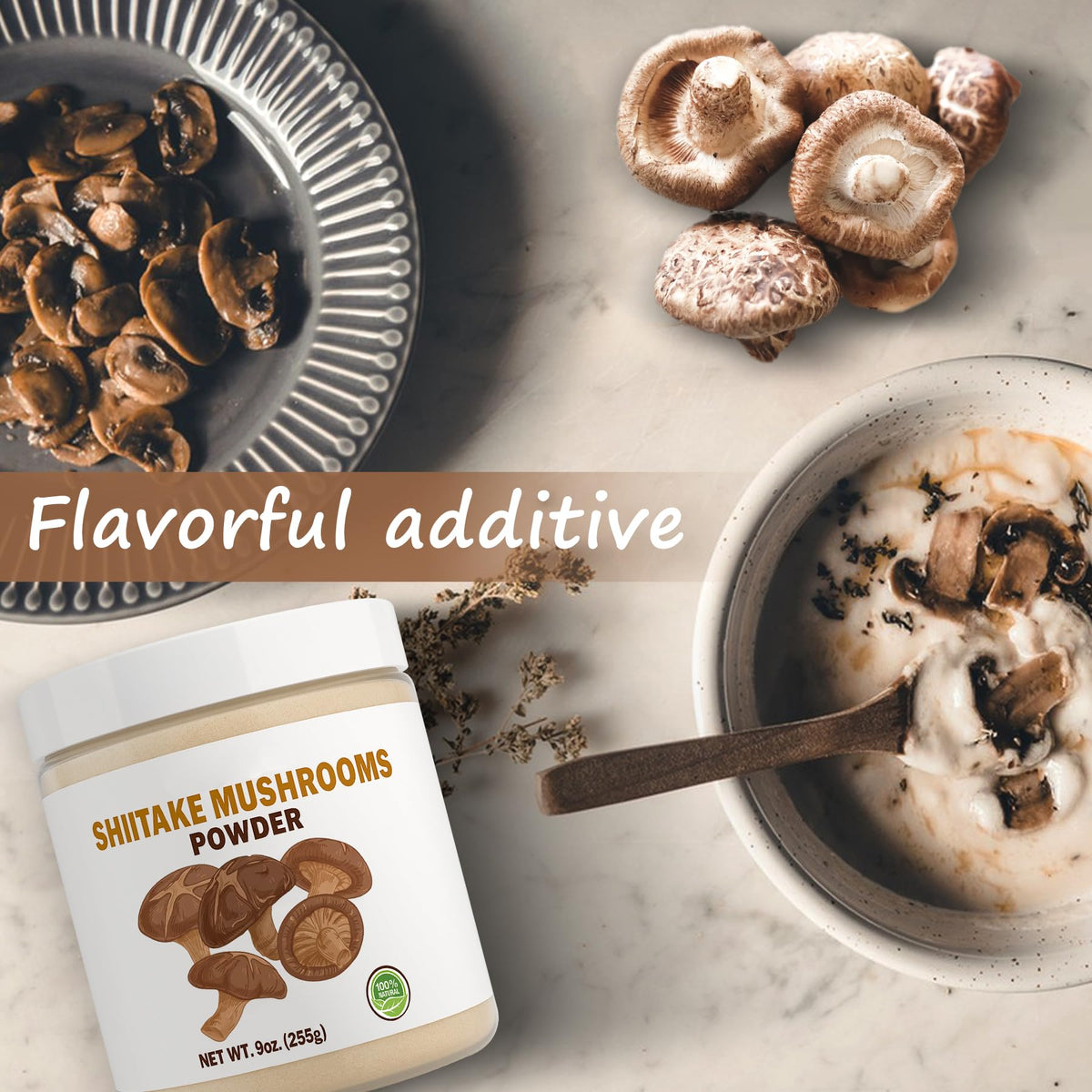 SEAYOFA shiitake powder in soup or stock adds savory richness
