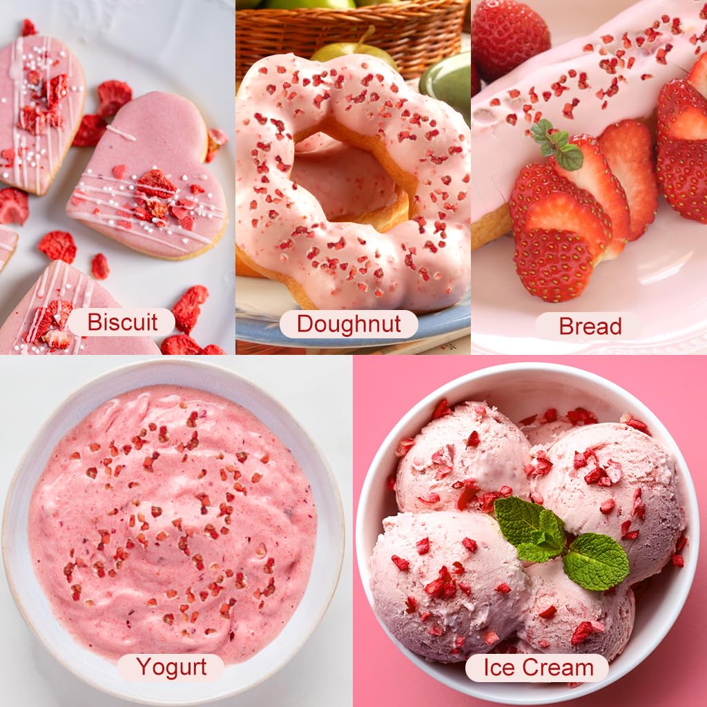 SEAYOFA strawberry pieces in yogurt highlighting color and texture.