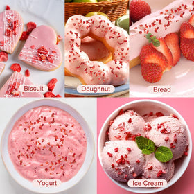 SEAYOFA strawberry pieces in yogurt highlighting color and texture.