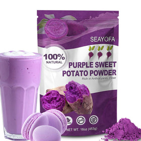 SEAYOFA ube powder close-up in bowl showing vibrant color for cooking