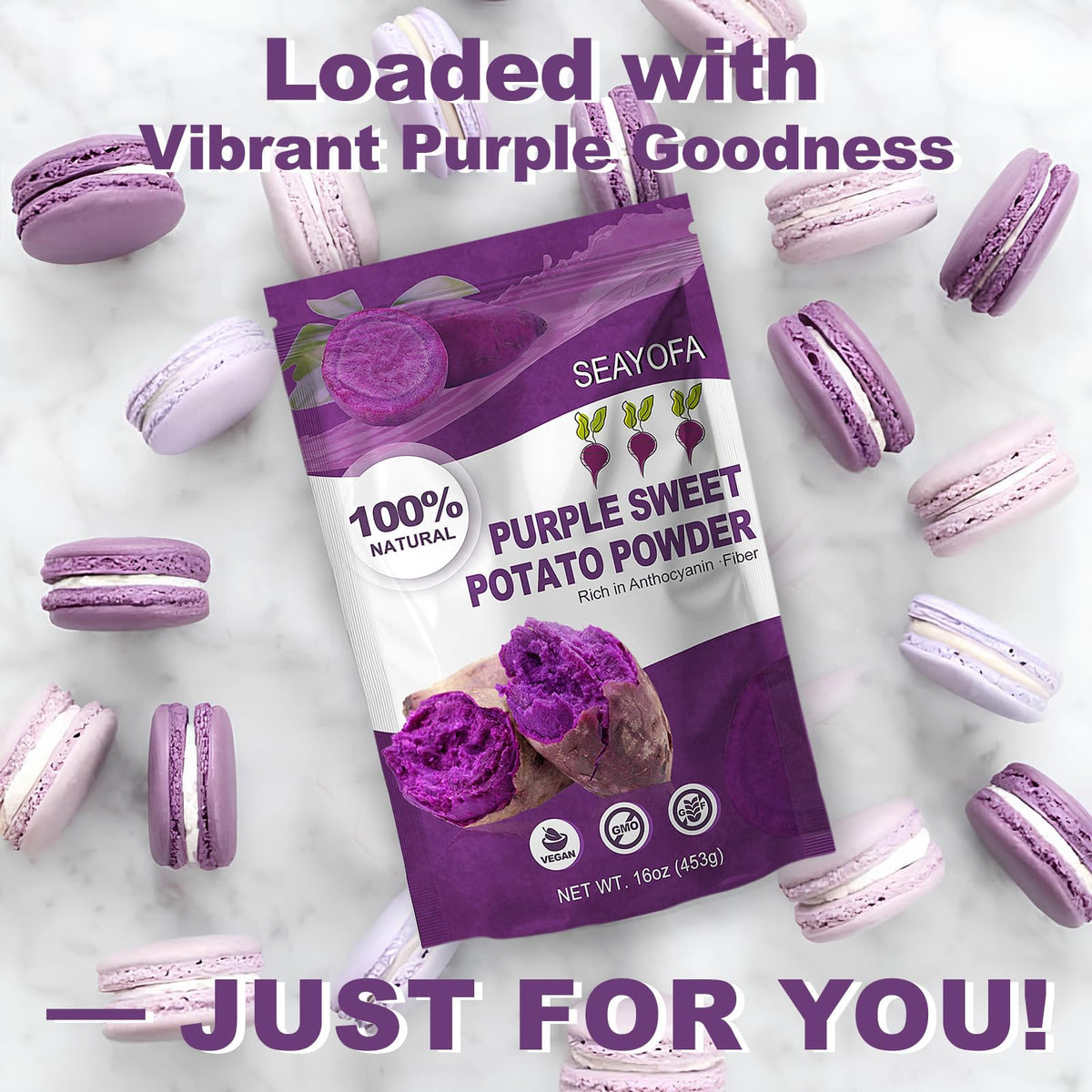 SEAYOFA ube powder dessert project with vibrant color finish