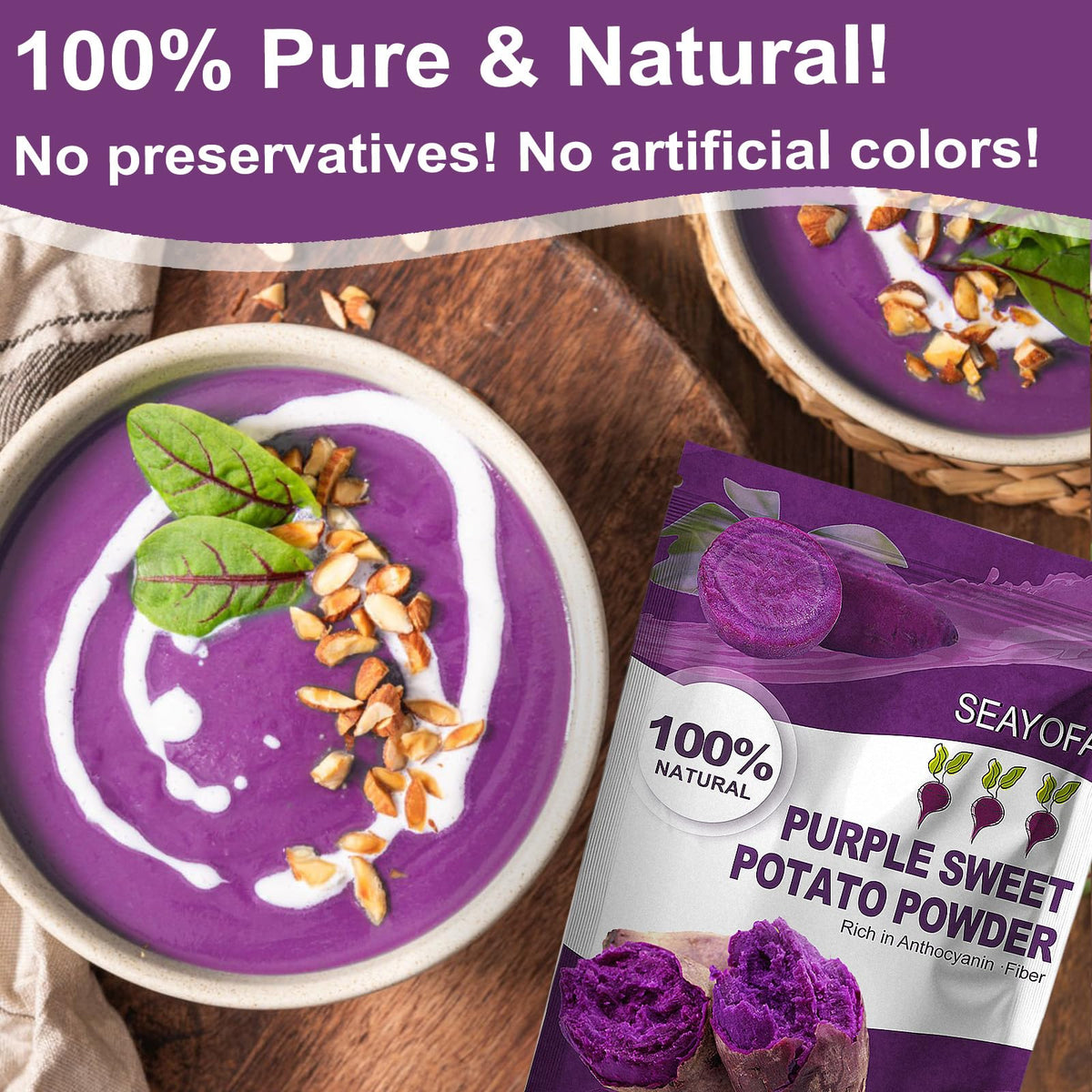 SEAYOFA ube powder kitchen scene showing family baking fun