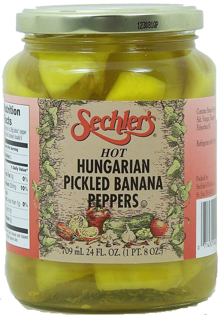 Sechler's Hot Hungarian Banana Peppers in a glass jar add tangy heat to nachos, sandwiches, and pizzas.
