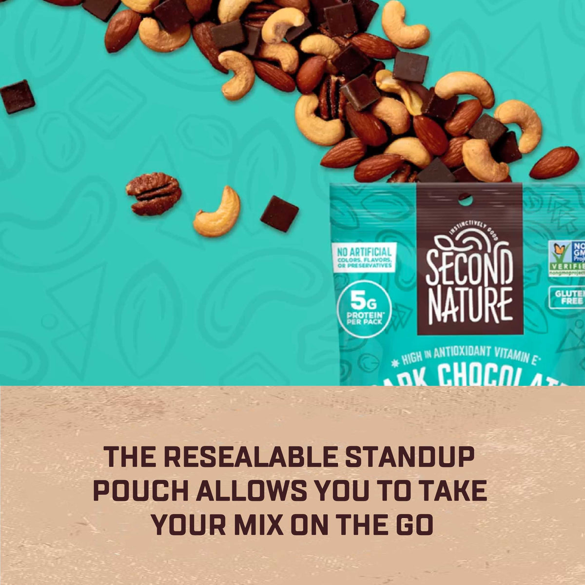 Gluten-free and Non-GMO project verified trail mix suitable for sensitive diets.