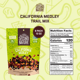 Second Nature Trail Mix almonds, cranberries, and close-up highlight a crunchy-sweet blend