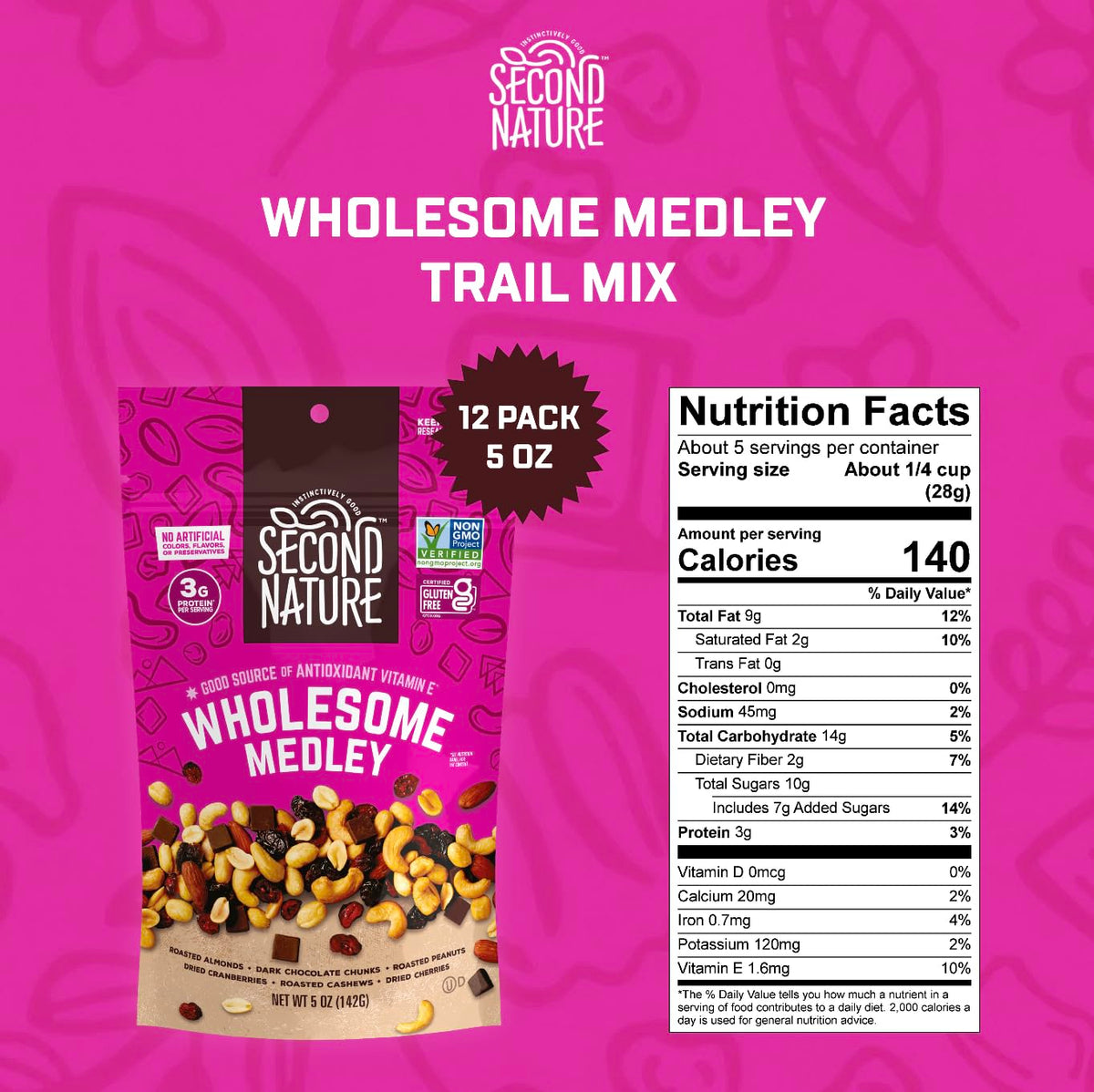 Second Nature Wholesome Medley close-up with cranberries and cherries.