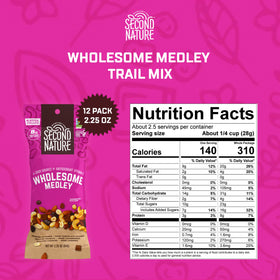 Second Nature Wholesome Medley Trail Mix almonds and nuts close-up for satisfying crunch