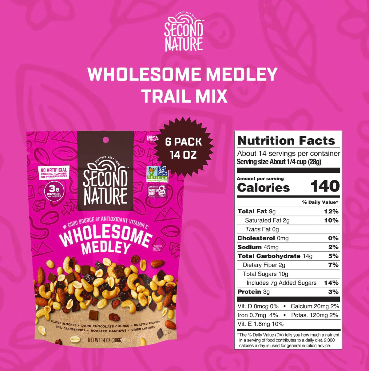 Resealable pouch close-up preserves freshness for on-the-go snacking.