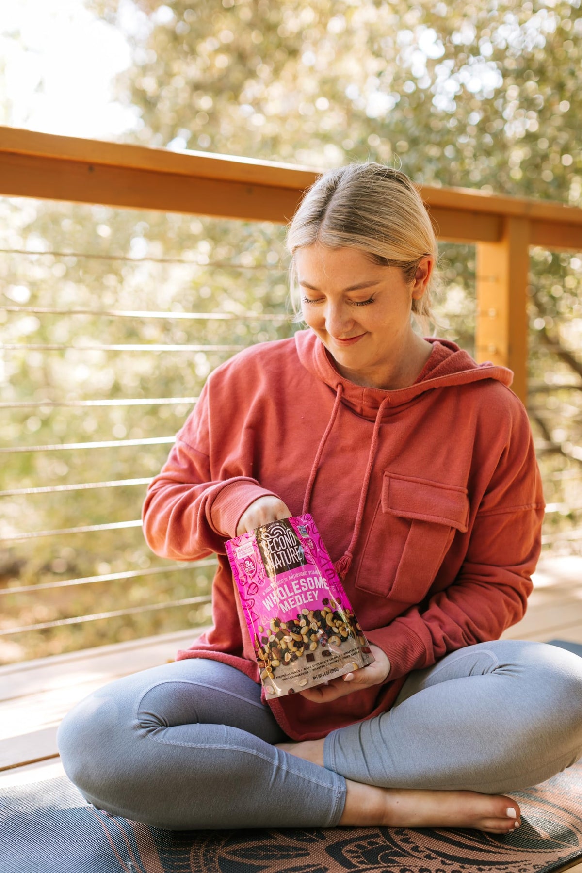 Second Nature Wholesome Medley travel-friendly snack idea.