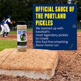 Secret Aardvark BuffaDill label collab with Portland Pickles celebrates partnership.