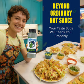 Secret Aardvark BuffaDill pickle brine splash delivers briny aroma and heat.
