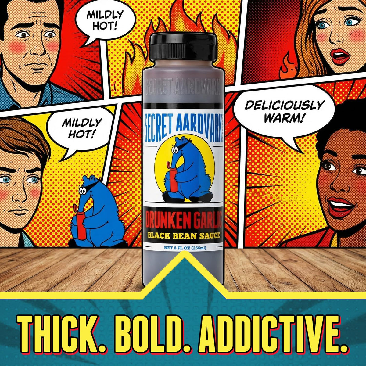 Secret Aardvark Drunken Garlic Black Bean Sauce bottle with gift-pack style