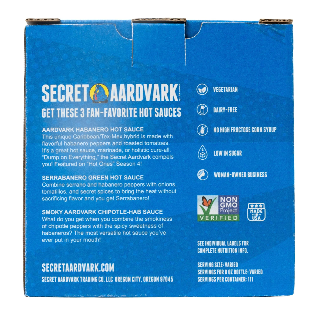Secret Aardvark chipotle bottle closeup adds smoky depth to dishes.
