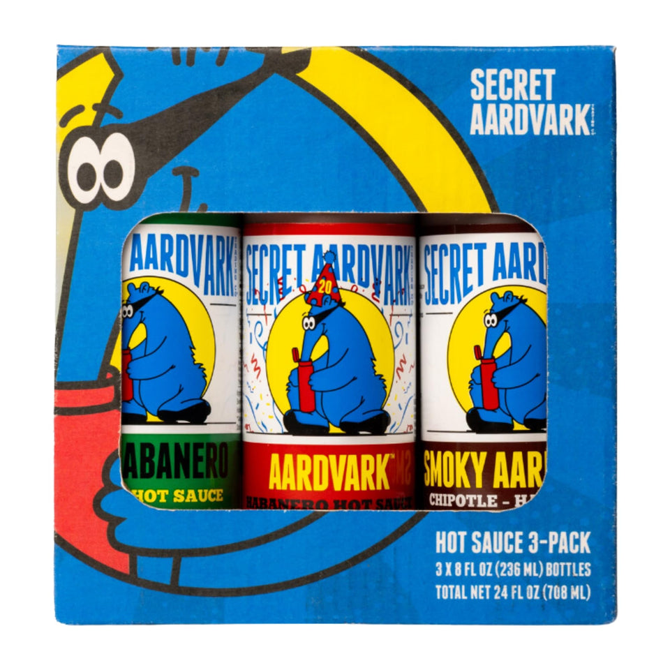 Secret Aardvark hot sauce trio bottle lineup boosts flavor in every bite.
