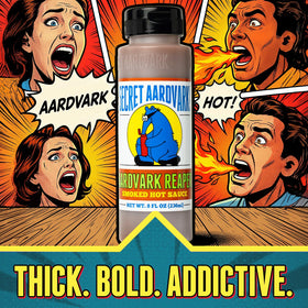 Secret Aardvark Reaper collection vibe on shelf, showcasing variety of sauces.