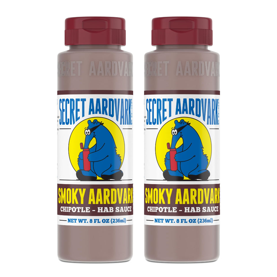 Secret Aardvark Smoky Chipotle sauce bottle being poured for bold flavor
