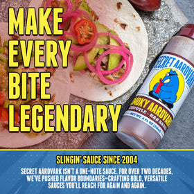 Secret Aardvark Smoky Chipotle Hot Sauce marination bowl demonstrates easy tenderizing and glaze potential.