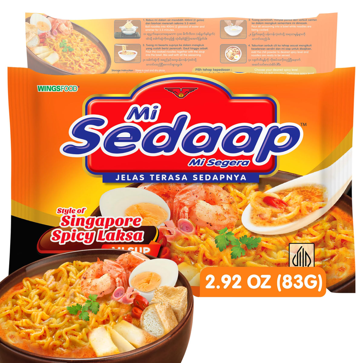 Sedaap Mi Sedaap noodles served with toppings and herbs