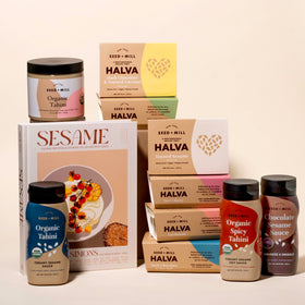 Seed + Mill tahini in kitchen scene on counter
