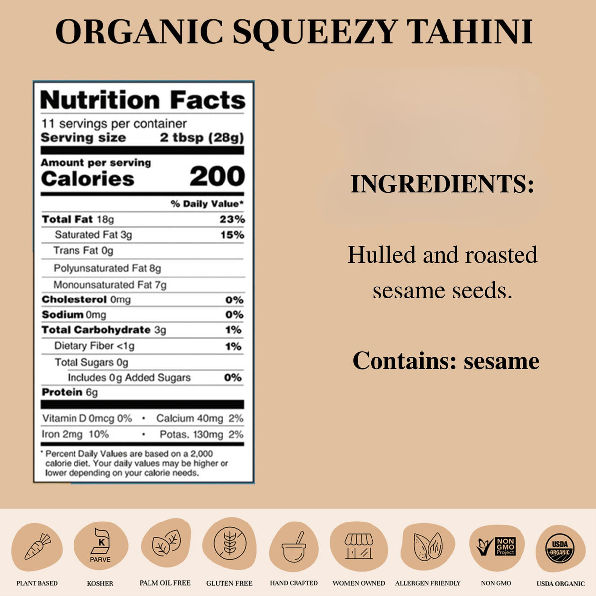 Seed + Mill organic tahini smooth texture ready to spoon