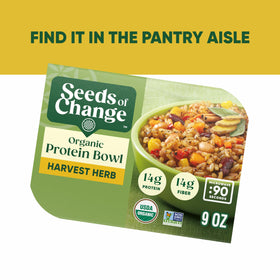 SEEDS OF CHANGE Harvest Herb Bowl four-grain blend emphasizes fiber and fullness.