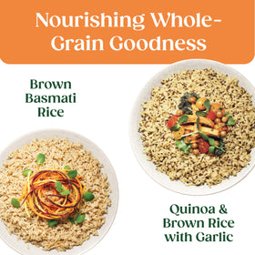 SEEDS OF CHANGE microwave-ready rice medley—about ninety seconds.