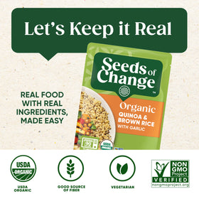 SEEDS OF CHANGE serving bowl with quinoa-brown-rice and greens