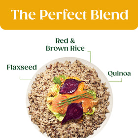 Closeup of SEEDS OF CHANGE quinoa and flaxseed mix