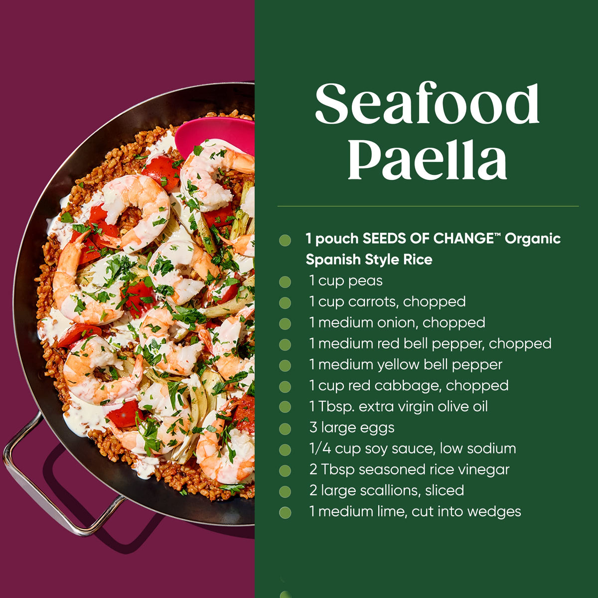 SEEDS OF CHANGE chorizo omelet pairing idea with Spanish style rice quinoa peppers corn