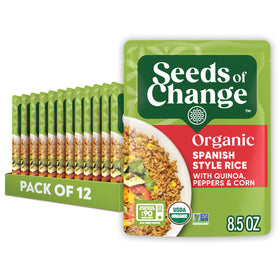 SEEDS OF CHANGE Spanish style rice with quinoa peppers corn packshot for quick weeknight meals