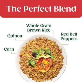 SEEDS OF CHANGE Spanish style rice with quinoa peppers corn skillet-heat image shows versatile cooking