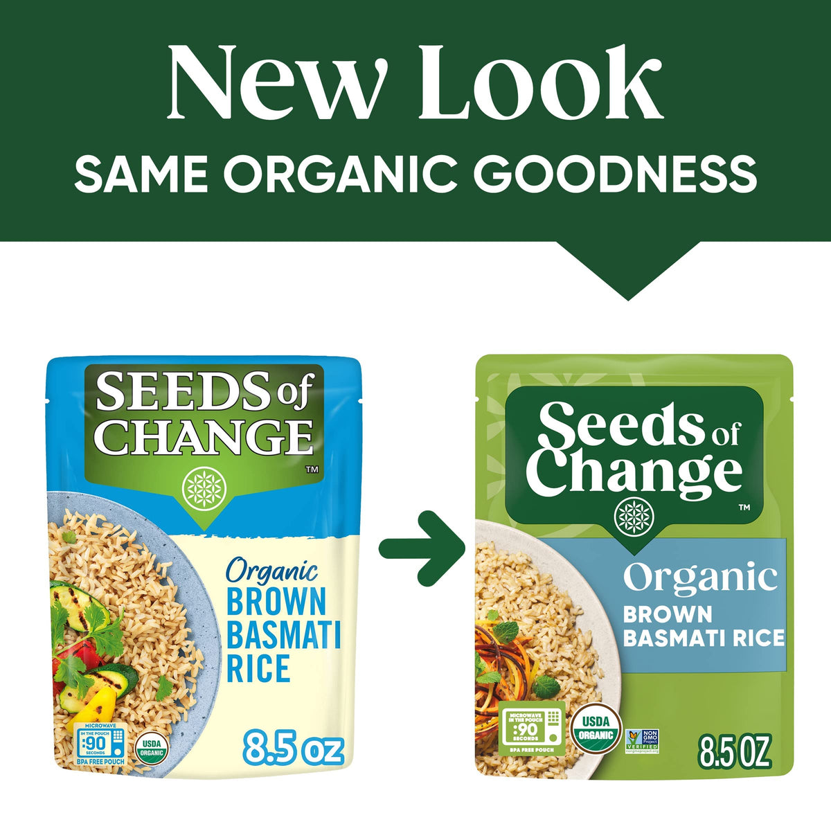 Steam rising from SEEDS OF CHANGE brown basmati rice in a pan
