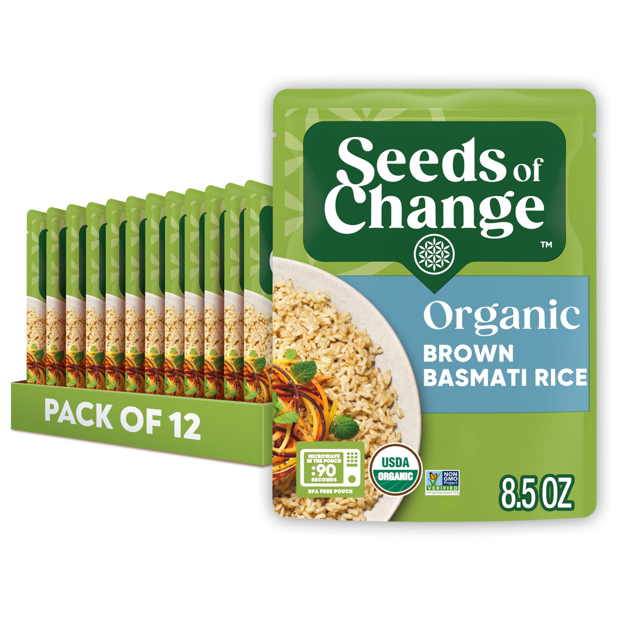 SEEDS OF CHANGE brown basmati rice pack for easy weekly meals