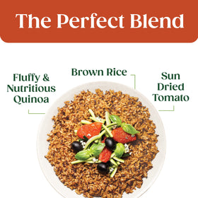 Cooked SEEDS OF CHANGE quinoa brown rice bowl ready to eat