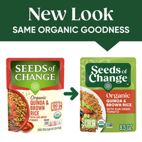 SEEDS OF CHANGE organic quinoa brown rice ingredients display