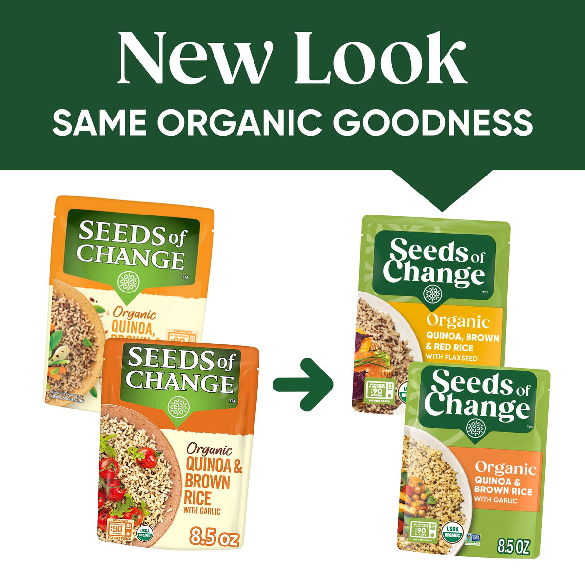 SEEDS OF CHANGE flaxseed-quinoa-brown-red-rice pouch for fiber-rich bowls