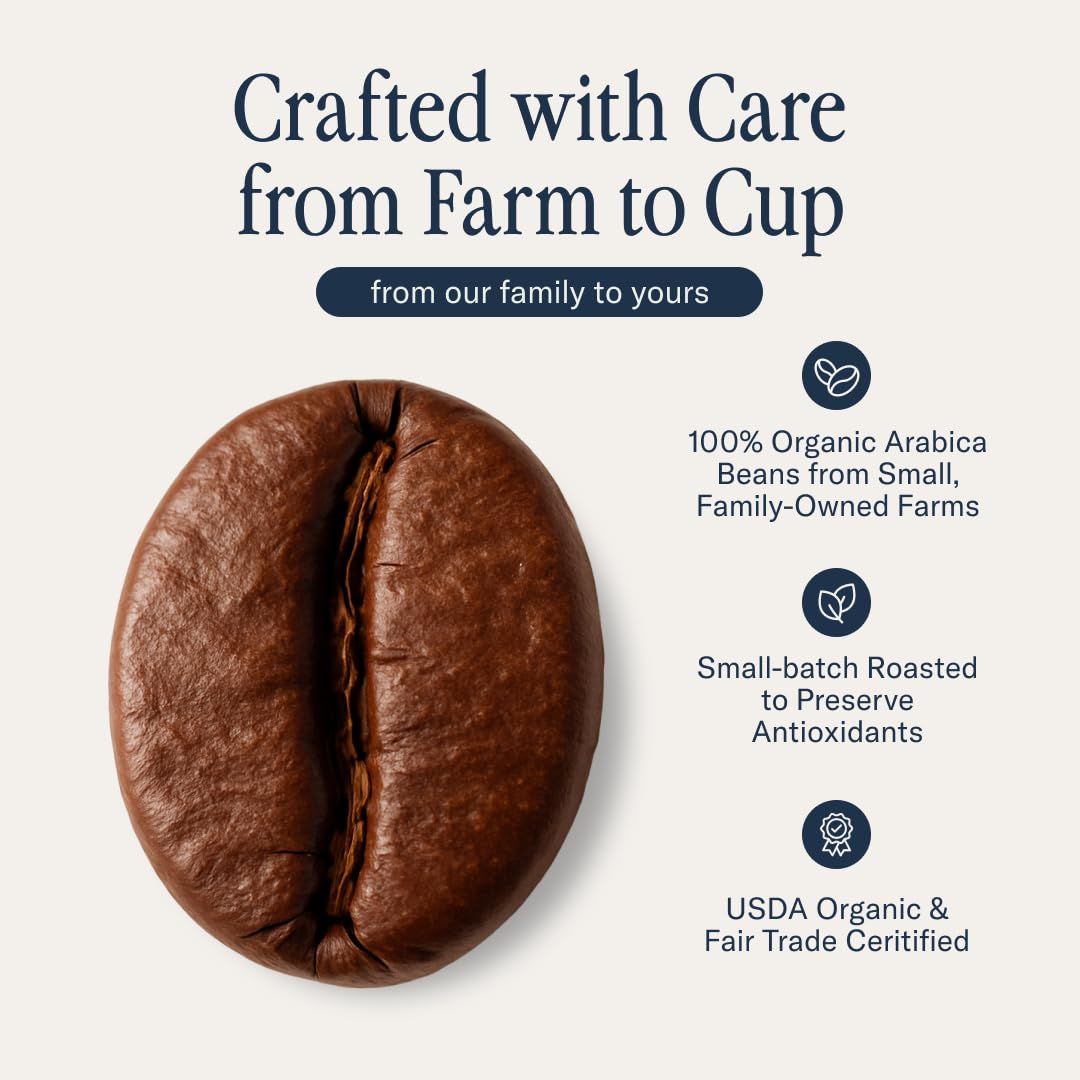 SEEK Mold Free Coffee fair-trade seal shines on premium roast packaging.