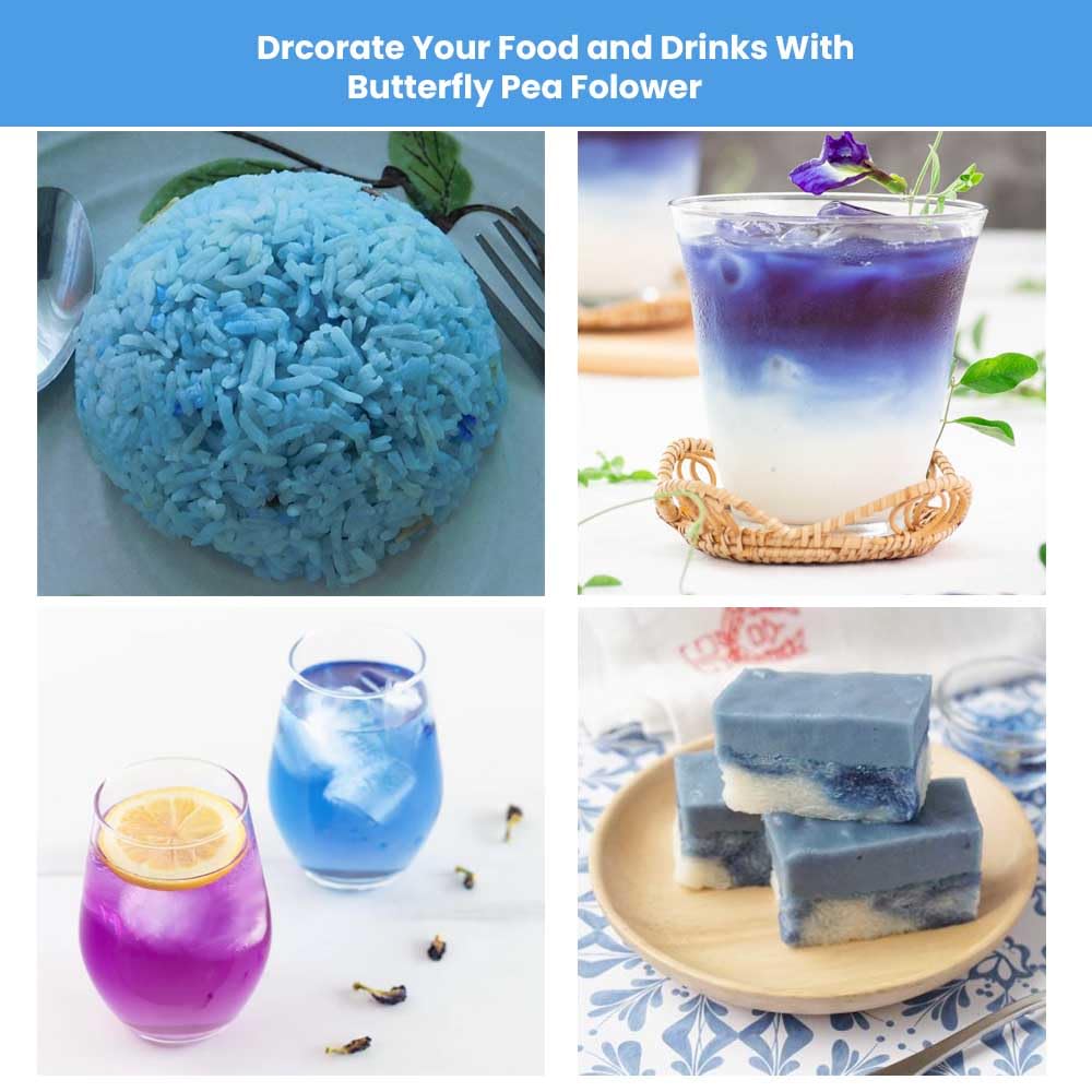 Seeyoung butterfly pea flowers enhance baking with blue-to-purple coloring.