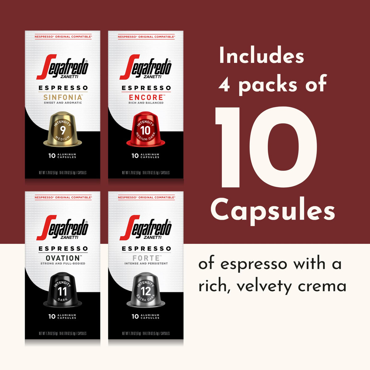 Segafredo Zanetti Sinfonia espresso capsules with rich, complex notes