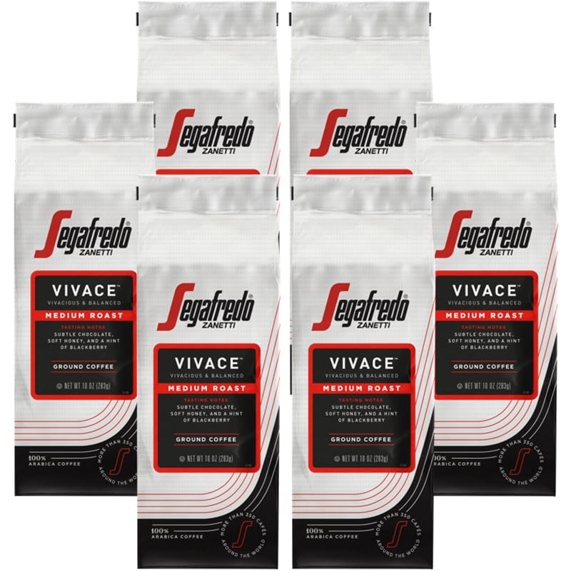Segafredo Zanetti Vivace ground coffee 10oz bag for everyday convenience and freshness.