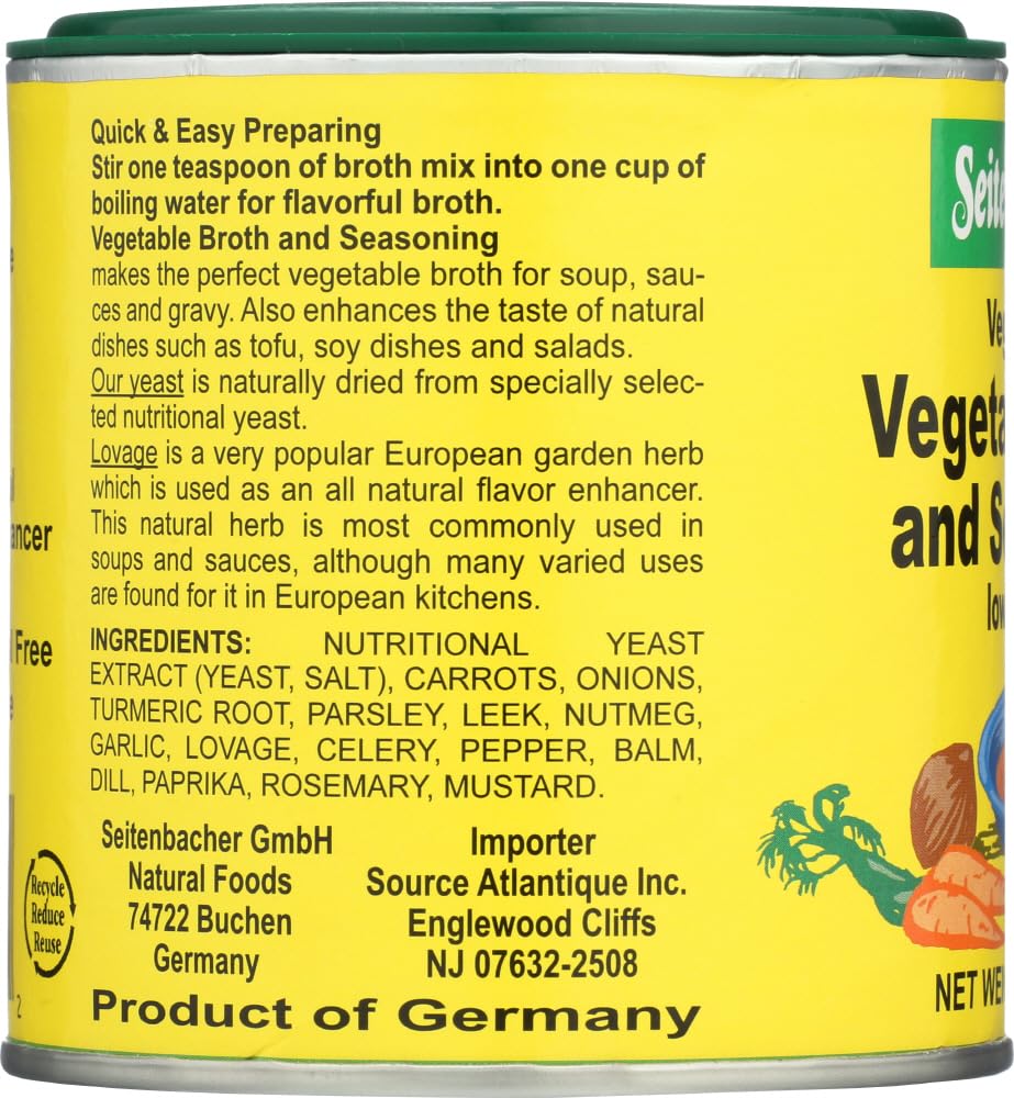 Seitenbacher vegetable broth granules closeup showcases natural texture ideal for soups.