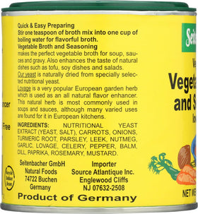 Seitenbacher vegetable broth granules closeup showcases natural texture ideal for soups.