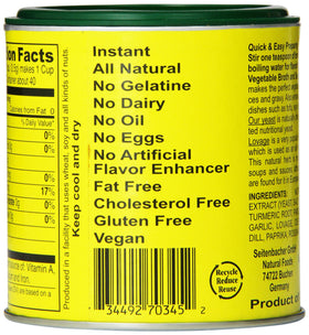 Seitenbacher Vegetarian Broth served in a dish shows a ready-to-use flavor boost for meals.