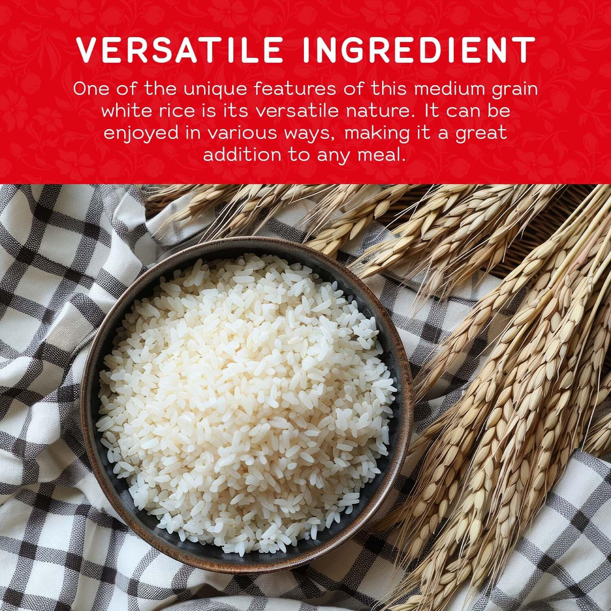 Sekka steam-ready rice on plate for traditional meals.