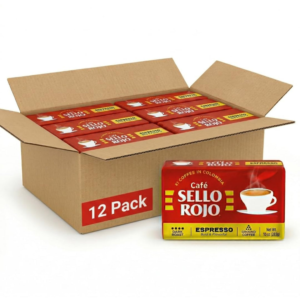 Sello Rojo espresso brick pack-12 vacuum-sealed for lasting freshness and bold aroma